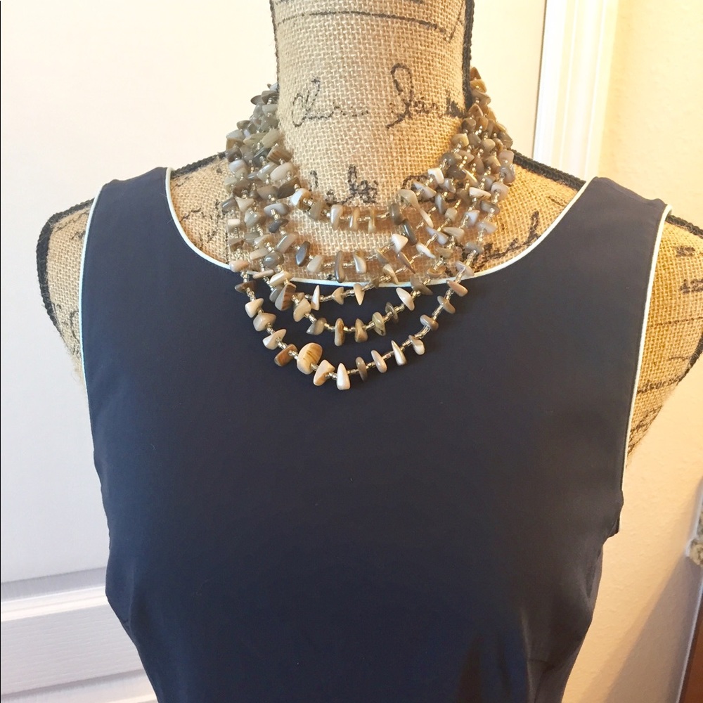 Multi Layer Grey stone Statement Necklace